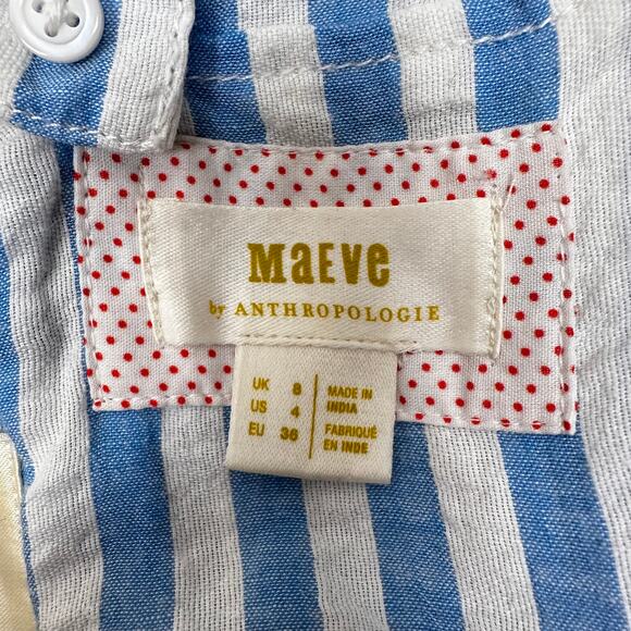 Maeve Anthropologie Striped Embroidered Strawberry Cami Top Blue 4 Coquette - Picture 12 of 15